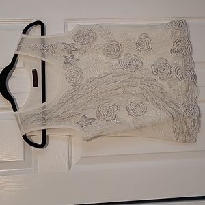 EVIDENCE off-White, BEADED, Top/ Blouse, Sleeveless, Formal, Party, Med (8)